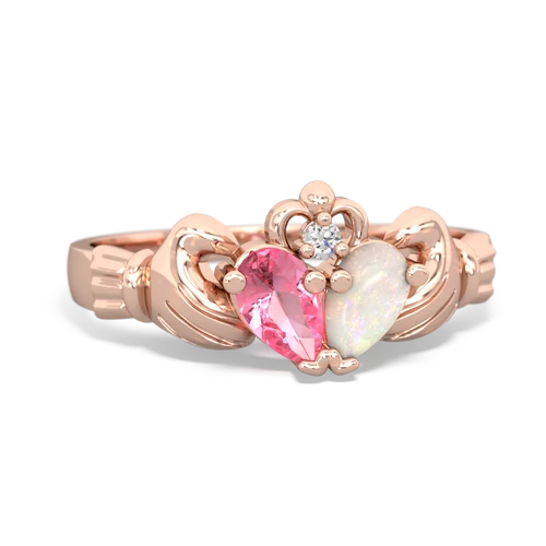 Lab Pink Sapphire Lab Created Pink Sapphire with Genuine Opal Claddagh ring Ring