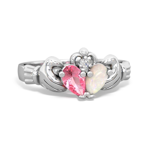 pink sapphire-opal claddagh ring