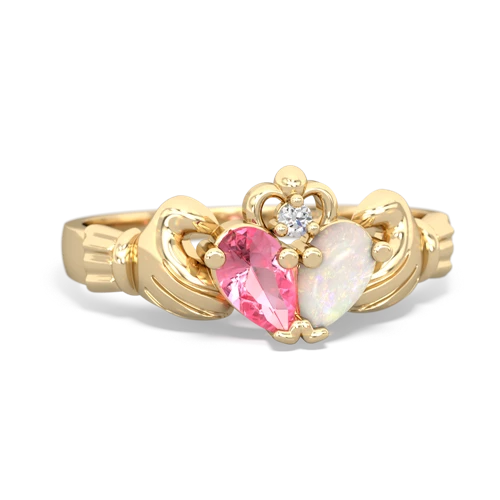 pink sapphire-opal claddagh ring