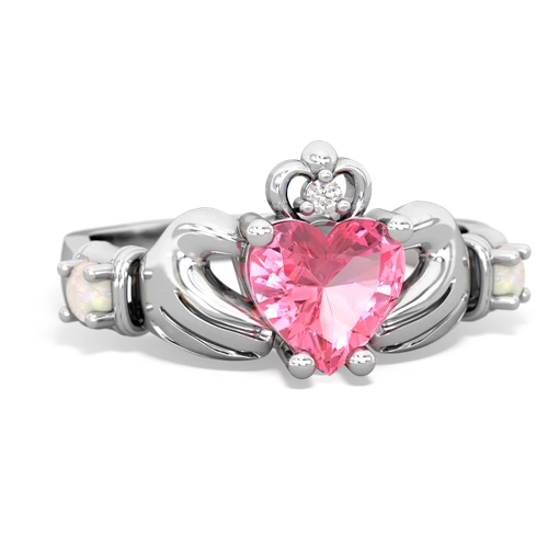 Lab Pink Sapphire Lab Created Pink Sapphire with Genuine Opal and  Claddagh ring Ring