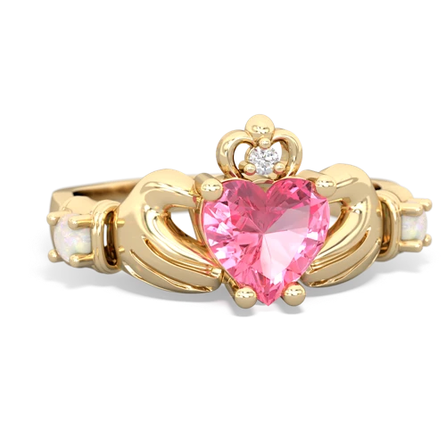 pink sapphire-opal claddagh ring