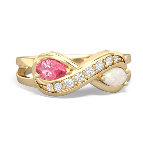 Lab Pink Sapphire Lab Created Pink Sapphire with Genuine Opal Diamond Infinity ring Ring