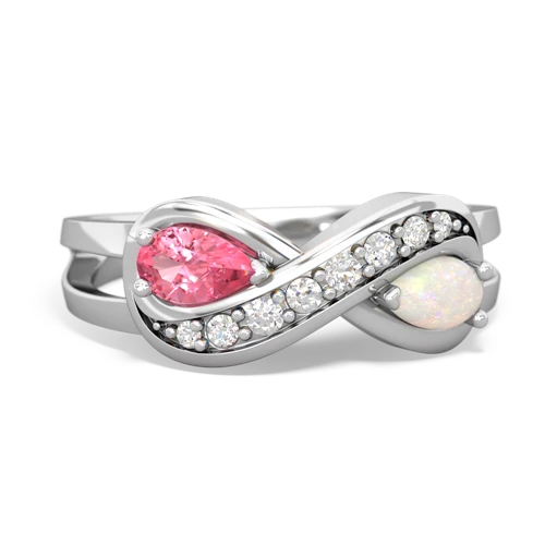 pink sapphire-opal diamond infinity ring