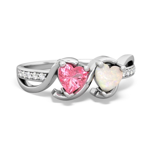 Lab Pink Sapphire Lab Created Pink Sapphire with Genuine Opal Side by Side ring Ring
