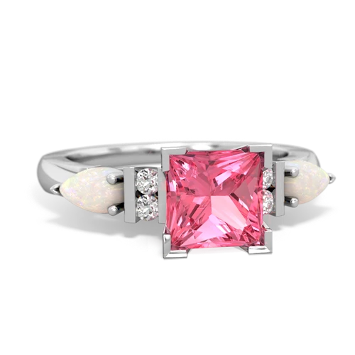 Lab Pink Sapphire Lab Created Pink Sapphire with Genuine Opal and Genuine Aquamarine Engagement ring Ring