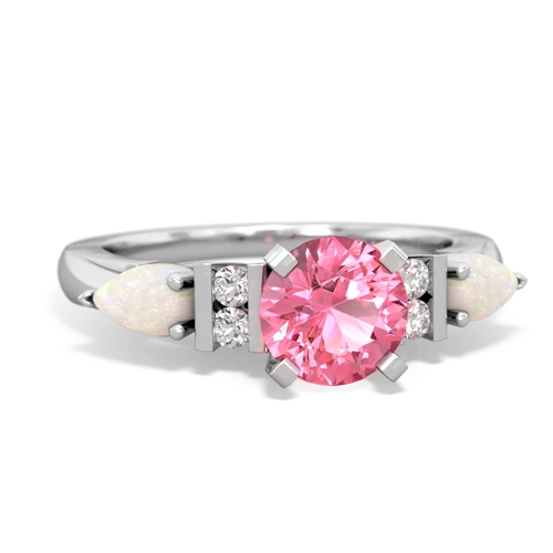 Lab Pink Sapphire Lab Created Pink Sapphire with Genuine Opal and  Engagement ring Ring