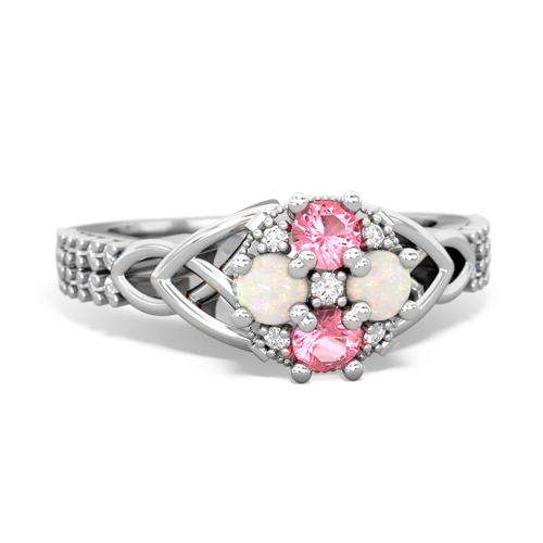 Lab Pink Sapphire Lab Created Pink Sapphire with Genuine Opal Celtic Knot Engagement ring Ring