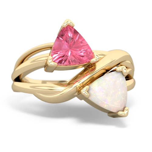 Lab Pink Sapphire Lab Created Pink Sapphire with Genuine Opal Split Band Swirl ring Ring