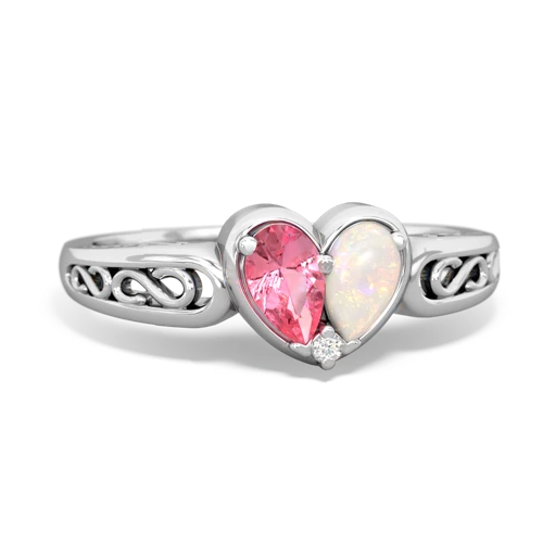 pink sapphire-opal filligree ring