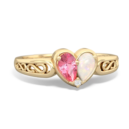 pink sapphire-opal filligree ring