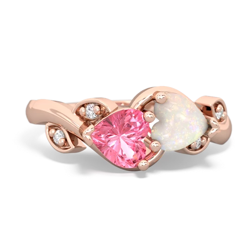 pink sapphire-opal floral keepsake ring