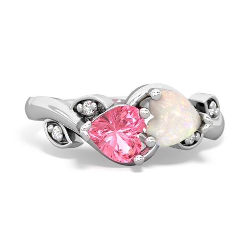 pink sapphire-opal floral keepsake ring