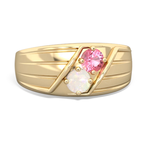 pink sapphire-opal mens ring