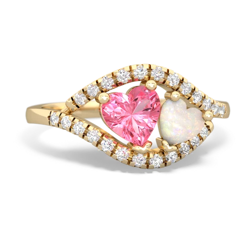 Lab Pink Sapphire Lab Created Pink Sapphire with Genuine Opal Mother and Child ring Ring