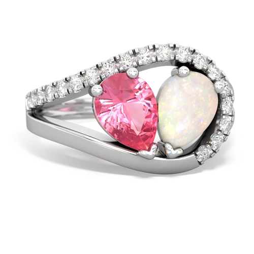 pink sapphire-opal pave heart ring