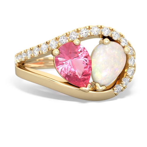 pink sapphire-opal pave heart ring