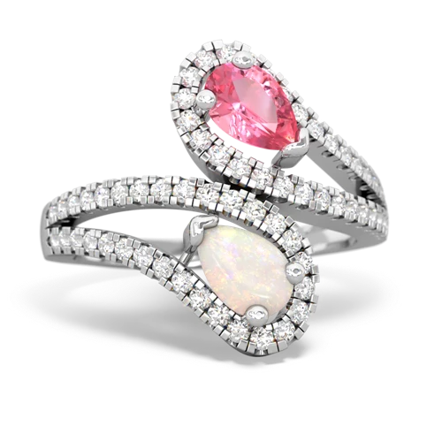Lab Pink Sapphire Lab Created Pink Sapphire with Genuine Opal Diamond Dazzler ring Ring