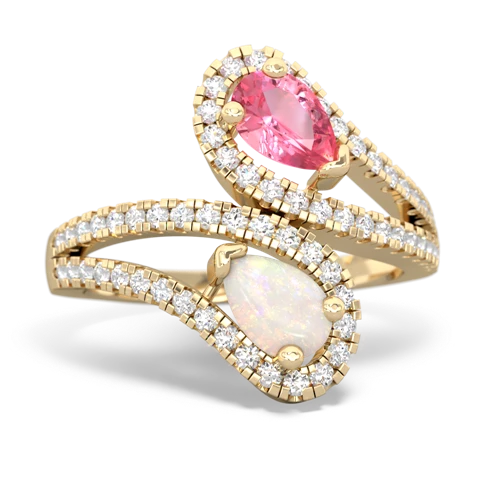 pink sapphire-opal pave swirls ring