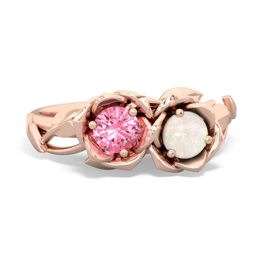 Lab Pink Sapphire Lab Created Pink Sapphire with Genuine Opal Rose Garden ring Ring