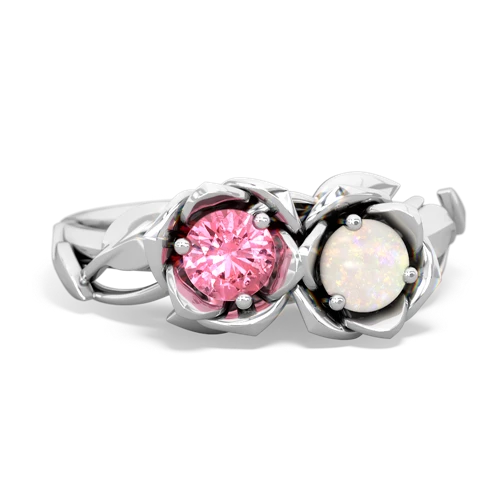 pink sapphire-opal roses ring