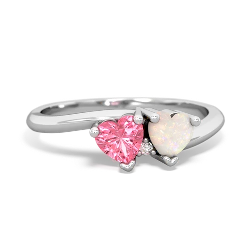 Lab Pink Sapphire Lab Created Pink Sapphire with Genuine Opal Sweetheart's Promise ring Ring
