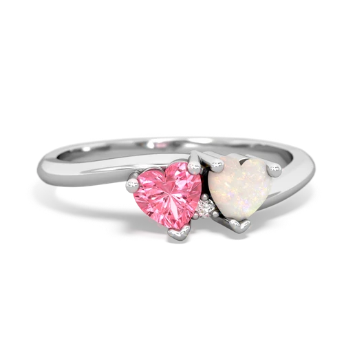 pink sapphire-opal sweethearts promise ring