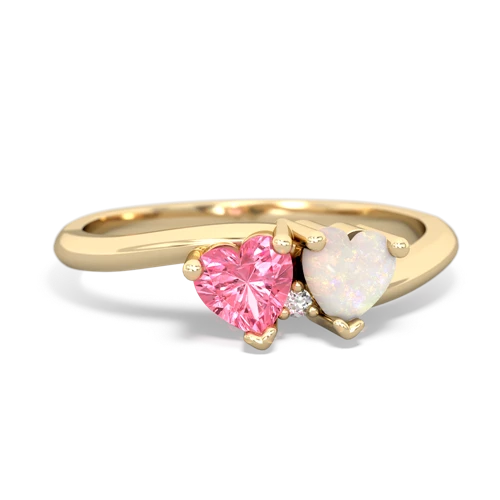 pink sapphire-opal sweethearts promise ring