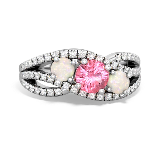 pink sapphire-opal three stone pave ring