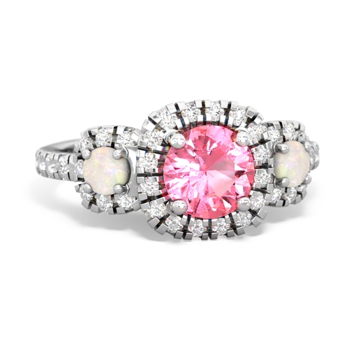 pink sapphire-opal three stone regal ring