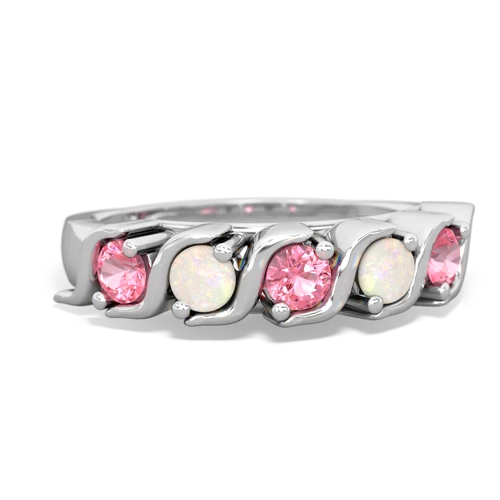 pink sapphire-opal timeless ring