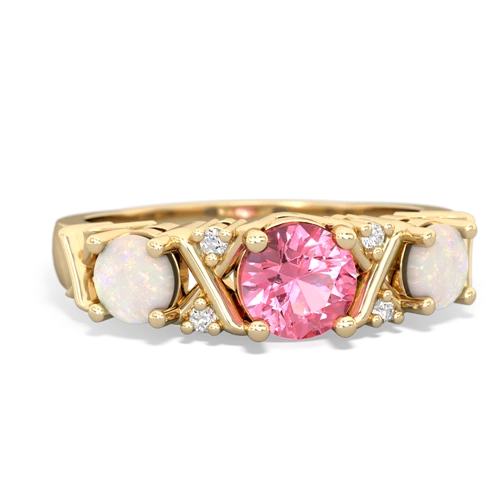 Lab Pink Sapphire Lab Created Pink Sapphire with Genuine Opal and  Hugs and Kisses ring Ring
