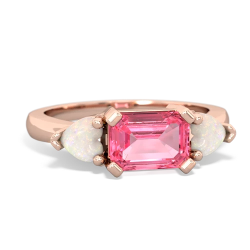 Lab Pink Sapphire Lab Created Pink Sapphire with Genuine Opal and  Three Stone ring Ring