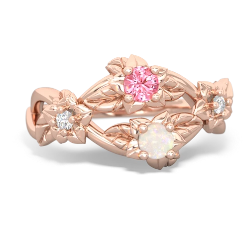 Lab Pink Sapphire Lab Created Pink Sapphire with Genuine Opal Sparkling Bouquet ring Ring