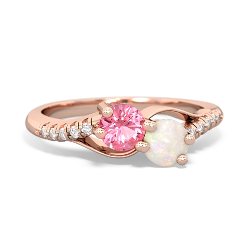 pink sapphire-opal two stone infinity ring