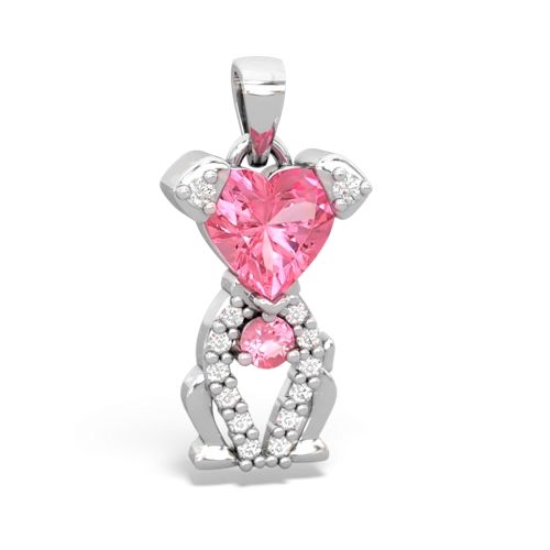 pink sapphire birthstone puppy pendant