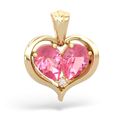 pink sapphire half heart whole pendant