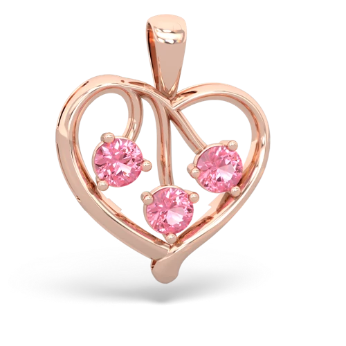 pink sapphire love heart pendant