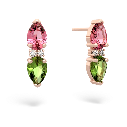 pink sapphire-peridot bowtie earrings