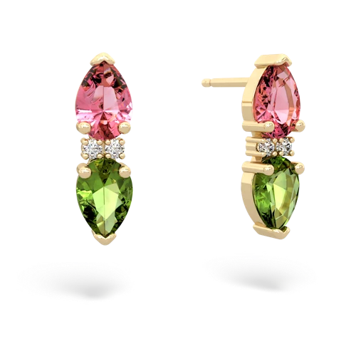 pink sapphire-peridot bowtie earrings