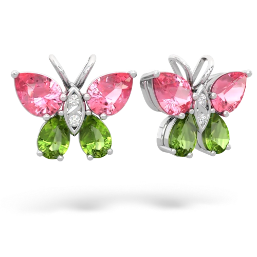 pink sapphire-peridot butterfly earrings