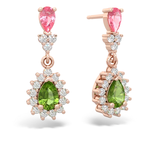 pink sapphire-peridot dangle earrings
