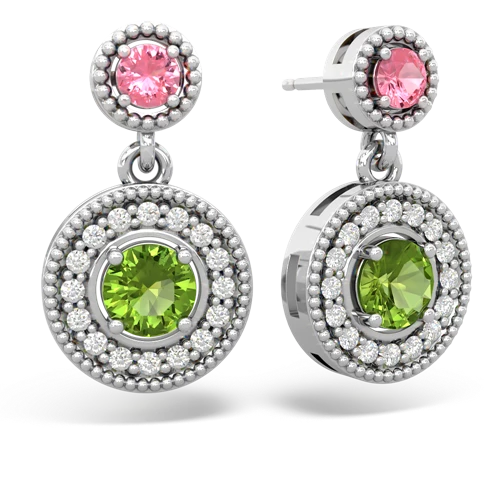 pink sapphire-peridot halo earrings