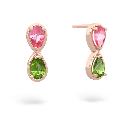 pink sapphire-peridot infinity earrings