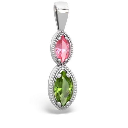 pink sapphire-peridot antique milgrain pendant