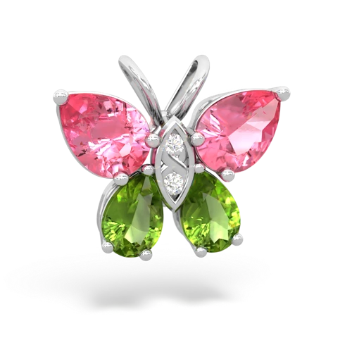 pink sapphire-peridot butterfly pendant