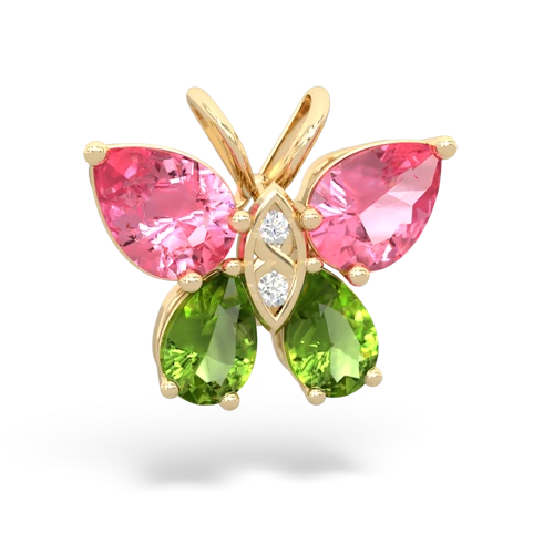 pink sapphire-peridot butterfly pendant