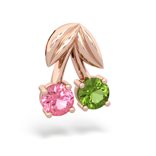 pink sapphire-peridot cherries pendant