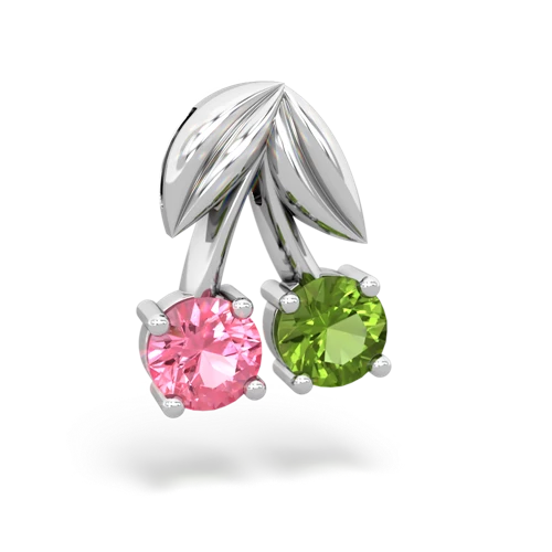 pink sapphire-peridot cherries pendant