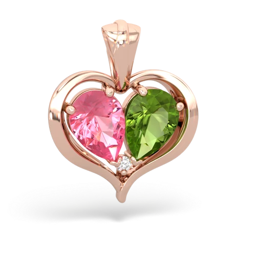 pink sapphire-peridot half heart whole pendant