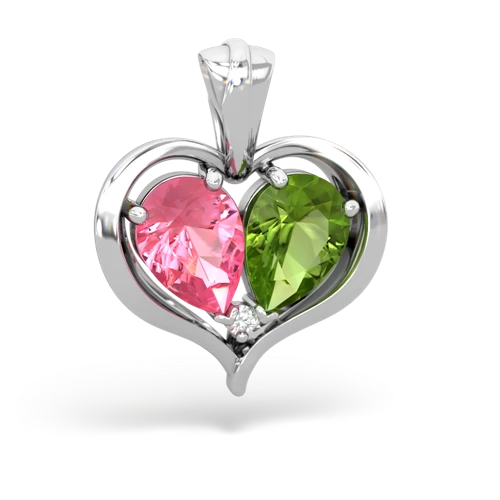 pink sapphire-peridot half heart whole pendant